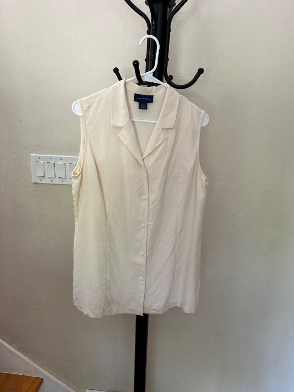 100% Silk Button Up Soft White Tank Top